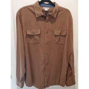 Carbon 2 Cobalt Mens Shirt L Red Tan Green Plaid Brushed Cotton Flannel LN